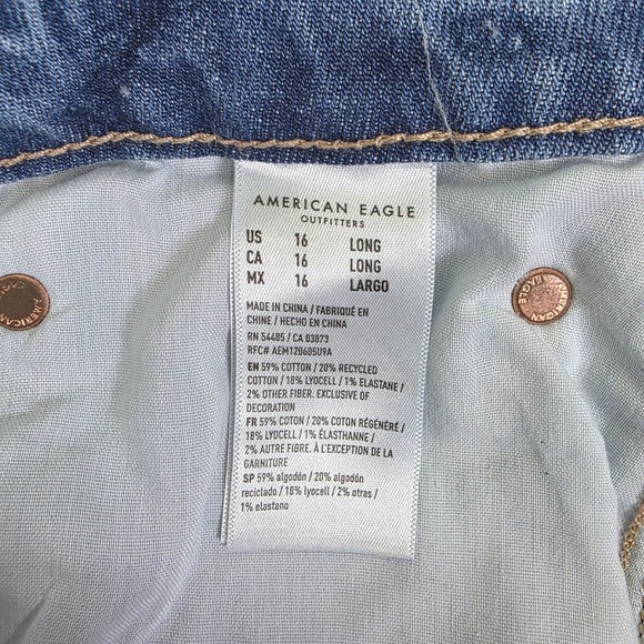 American Eagle Super High-Rise Baggy Wide Leg Jeans Women 16 Long Blue - Picture 5 of 15